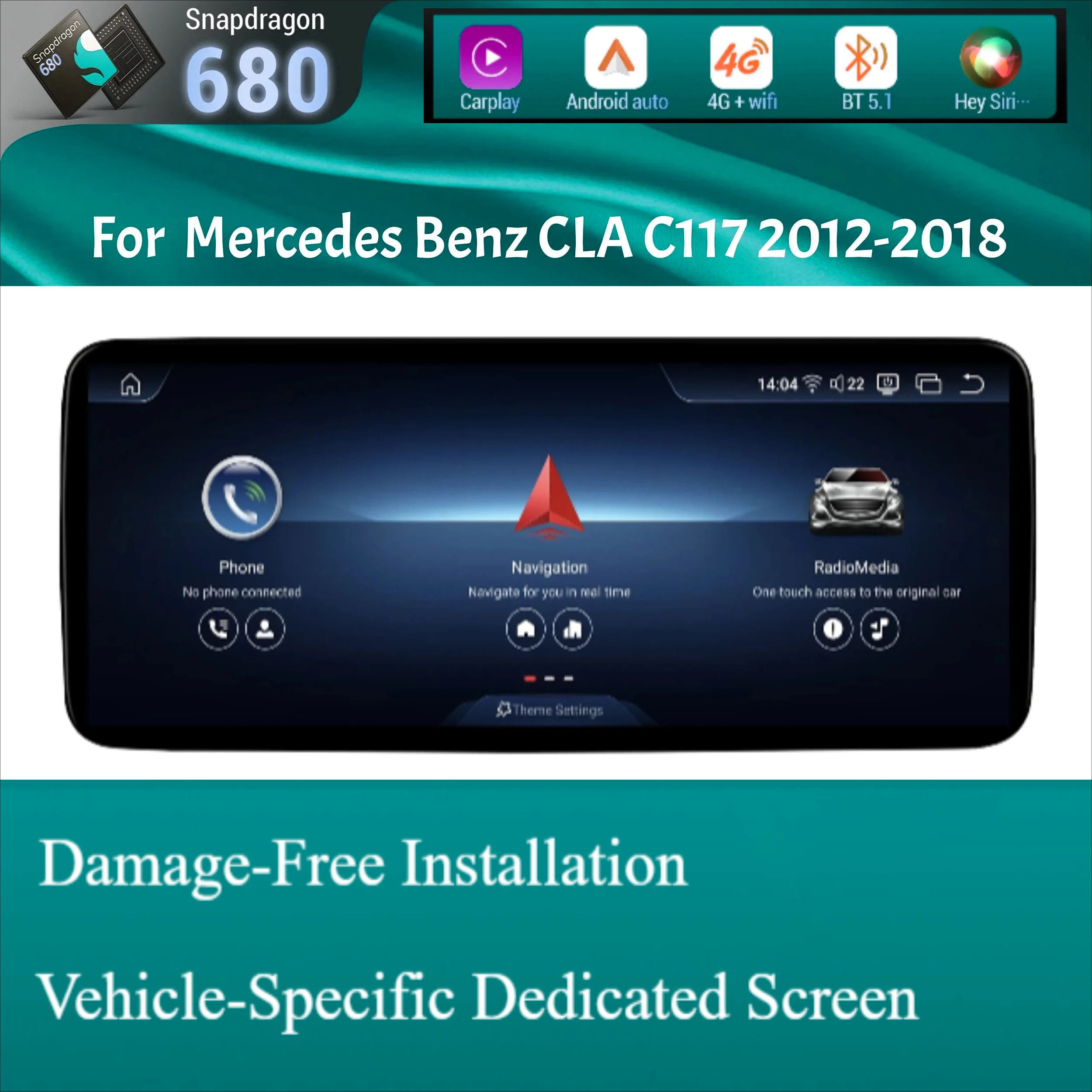 For Mercedes Benz CLA C117 2012-2018 Car Radio GPS Android 14 Wireless Bluetooth Carplay Snapdragon 680 Head Unit Touch Screen
For Mercedes Benz CLA C117 2012-2018 Car Radio GPS Android 14 Wireless Bluetooth Carplay Snapdragon 680 Head Unit Touch Screen