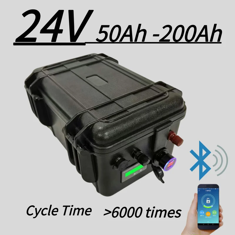 Waterproof Lifepo4 24V 50Ah 60Ah 80Ah 100Ah 120Ah 150Ah 200Ah lithium battery with BMS for trolling motor inverter camping
Waterproof Lifepo4 24V 50Ah 60Ah 80Ah 100Ah 120Ah 150Ah 200Ah lithium battery with BMS for trolling motor inverter camping