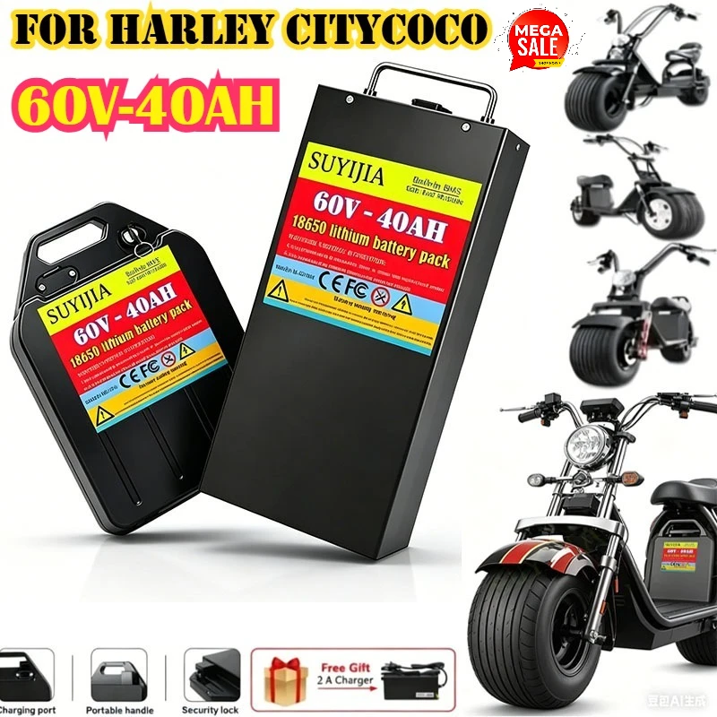 High Capacity 60V 20Ah-40Ah 18650 Power Lithium-ion Battery Pack High Power 2000W Suitable for Harley Citycoco + Free Charger
High Capacity 60V 20Ah-40Ah 18650 Power Lithium-ion Battery Pack High Power 2000W Suitable for Harley Citycoco + Free Charger