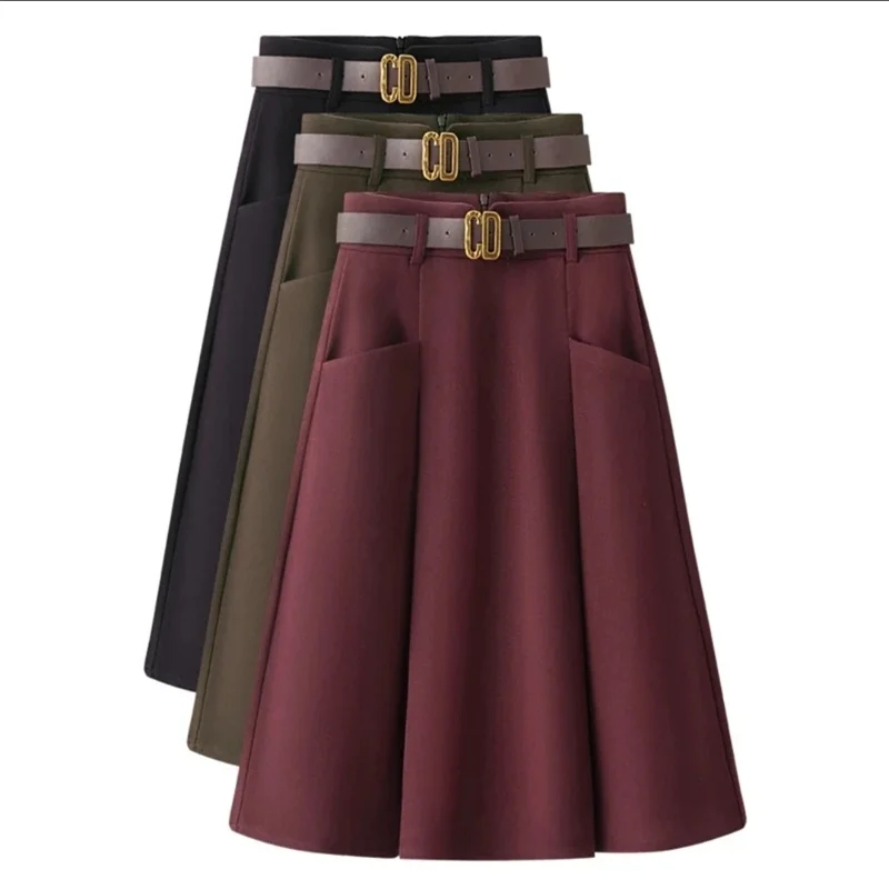 Women Fashion Woolen Mid Length Skirts 2025 Lady A-line Large Umbrella Skirt Spring Autumn Femme High Waist Pleated Maxi Skirt
Women Fashion Woolen Mid Length Skirts 2025 Lady A-line Large Umbrella Skirt Spring Autumn Femme High Waist Pleated Maxi Skirt