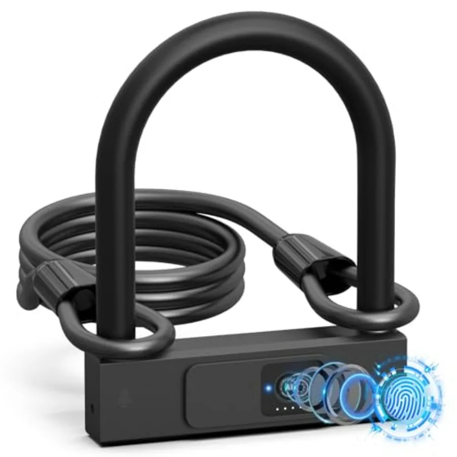 Fingerprint Smart Bike Lock with 18.4mm Shackle and 5ft Cable Heavy Duty Waterproof Anti-Theft Lock for Road Mountain Electric
Fingerprint Smart Bike Lock with 18.4mm Shackle and 5ft Cable Heavy Duty Waterproof Anti-Theft Lock for Road Mountain Electric