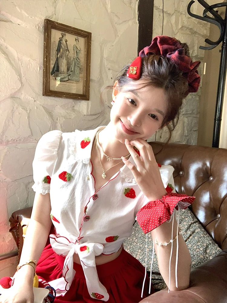 Sweet Sle Striped Tie-Detail ort Sve irt Women's Summer f Sve Sweet Stberry Milk Candy Flavor irt
Sweet Sle Striped Tie-Detail ort Sve irt Women's Summer f Sve Sweet Stberry Milk Candy Flavor irt