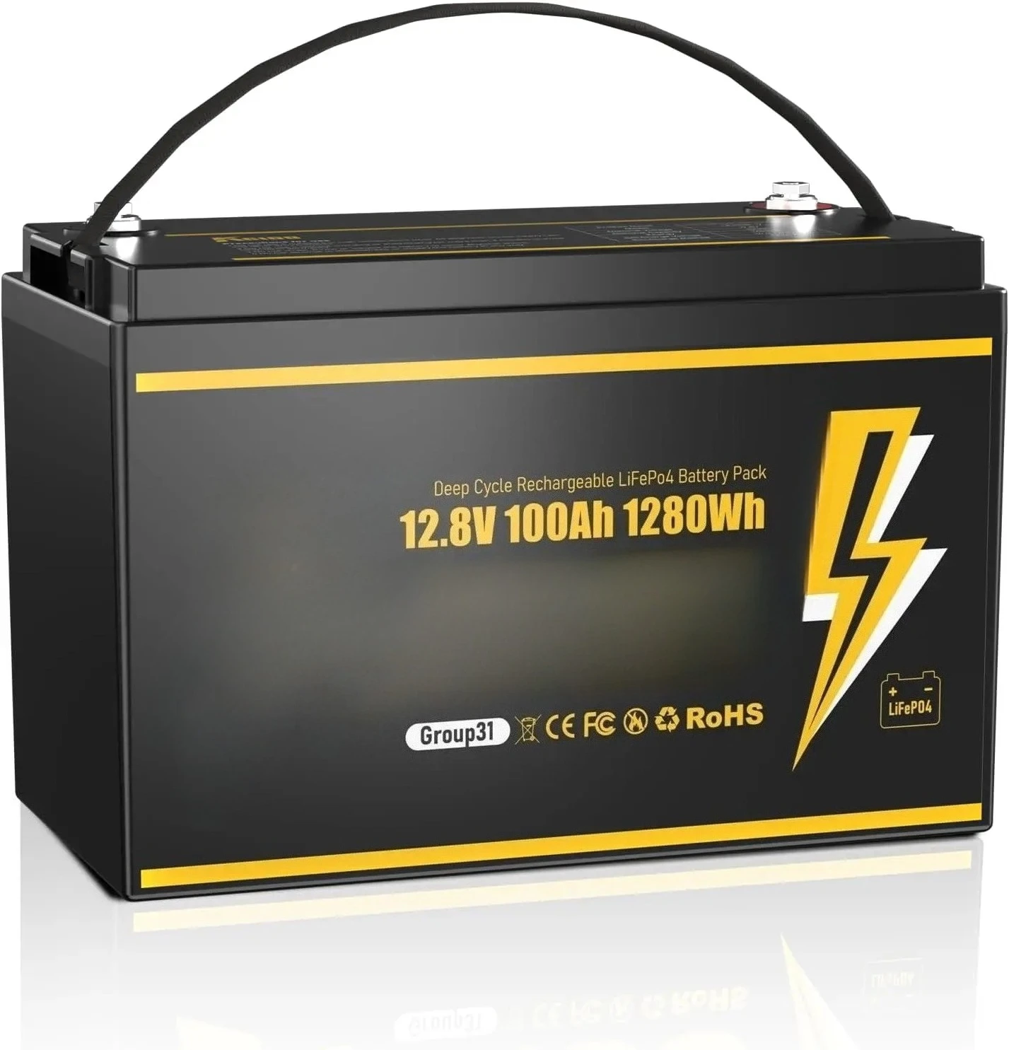 12V 100Ah LiFePO4 Battery,BCI Group 31 Lithium Battery with Built-in 100A BMS,15000 Cycles Lithium Iron Phosphate Battery
12V 100Ah LiFePO4 Battery,BCI Group 31 Lithium Battery with Built-in 100A BMS,15000 Cycles Lithium Iron Phosphate Battery