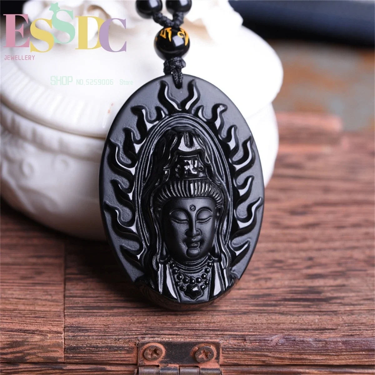 Natural Obsidian Guanyin Bodhisattva Head Pendant Necklace Life Buddha Jewellery Charm Jade Fashion Women's Men's Amulet Gift
Natural Obsidian Guanyin Bodhisattva Head Pendant Necklace Life Buddha Jewellery Charm Jade Fashion Women's Men's Amulet Gift