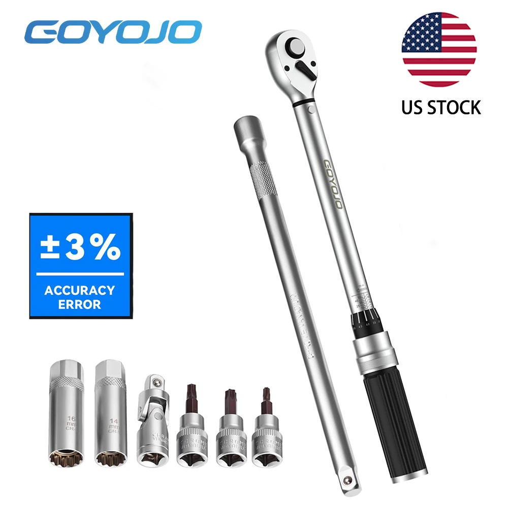 GOYOJO 8-Pcs Magnetic Torque Wrench Kit, 10-60Nm Ultra-Thin Spark Plug Replacement Kit for Exhaust System Maintenance DIY
GOYOJO 8-Pcs Magnetic Torque Wrench Kit, 10-60Nm Ultra-Thin Spark Plug Replacement Kit for Exhaust System Maintenance DIY