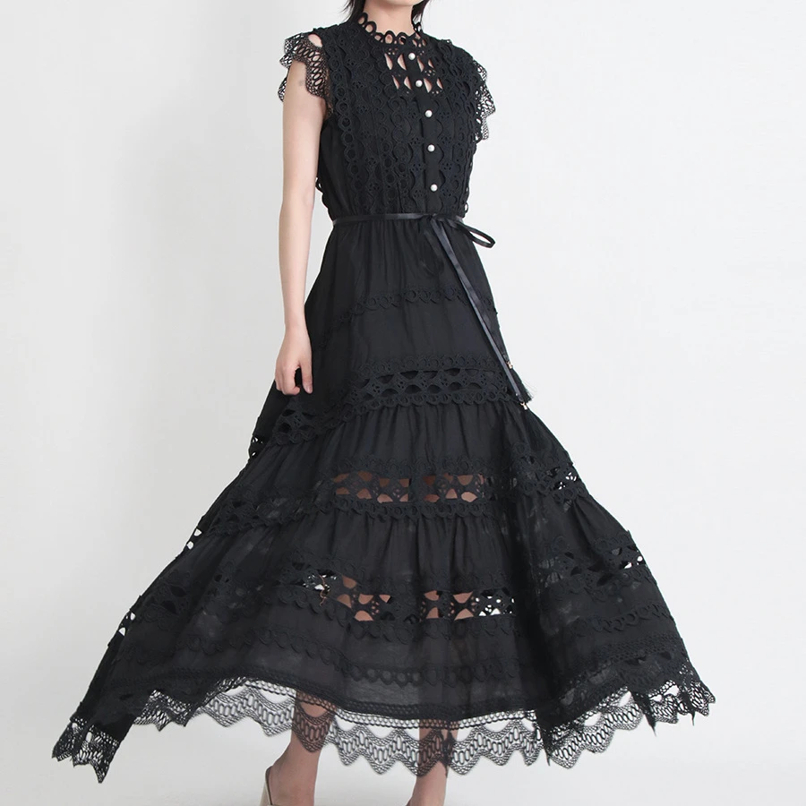 Vintage Sleeveless Black Women Dress Long Summer Hollow Out Women's Clothing Bodycon Runway Design Elegant Vestido Black
Vintage Sleeveless Black Women Dress Long Summer Hollow Out Women's Clothing Bodycon Runway Design Elegant Vestido Black