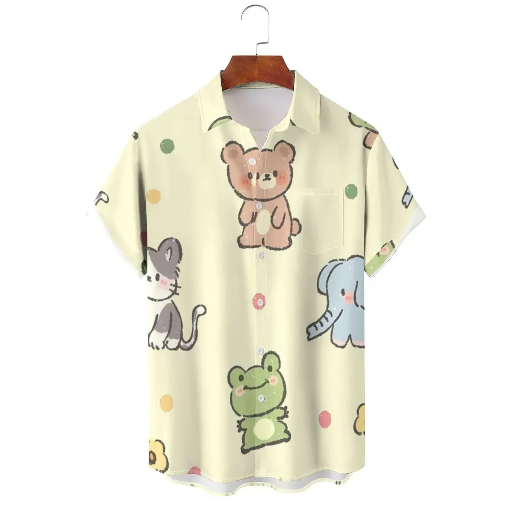 Summer Men's Shirt Cute Animal Print Short Sleeve Shirt Open button Lapel Men's Top Comfortable Casual Men's Shirts
Summer Men's Shirt Cute Animal Print Short Sleeve Shirt Open button Lapel Men's Top Comfortable Casual Men's Shirts