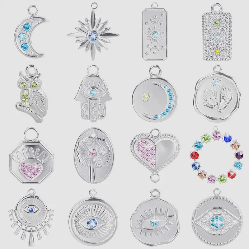 6pcs Pendant Charm With Rhinestone Stainless Steel Heart Star Moon Charms For Jewelry Making Supplies Bulk DIY Earrings Bracelet
6pcs Pendant Charm With Rhinestone Stainless Steel Heart Star Moon Charms For Jewelry Making Supplies Bulk DIY Earrings Bracelet