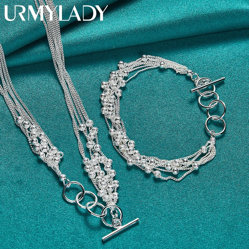 URMYLADY 925 Sterling Silver Grape Beads Bracelet Necklace Jewelry Set For Women Wedding Party Fashion Charm Gift
URMYLADY 925 Sterling Silver Grape Beads Bracelet Necklace Jewelry Set For Women Wedding Party Fashion Charm Gift