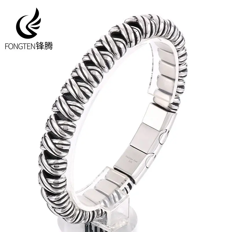 Fongten New Retro Leather Stainless Steel Bracelet For Men Punk Trendy Wrist Accessories Fashion Jewelry Party Gifts
Fongten New Retro Leather Stainless Steel Bracelet For Men Punk Trendy Wrist Accessories Fashion Jewelry Party Gifts