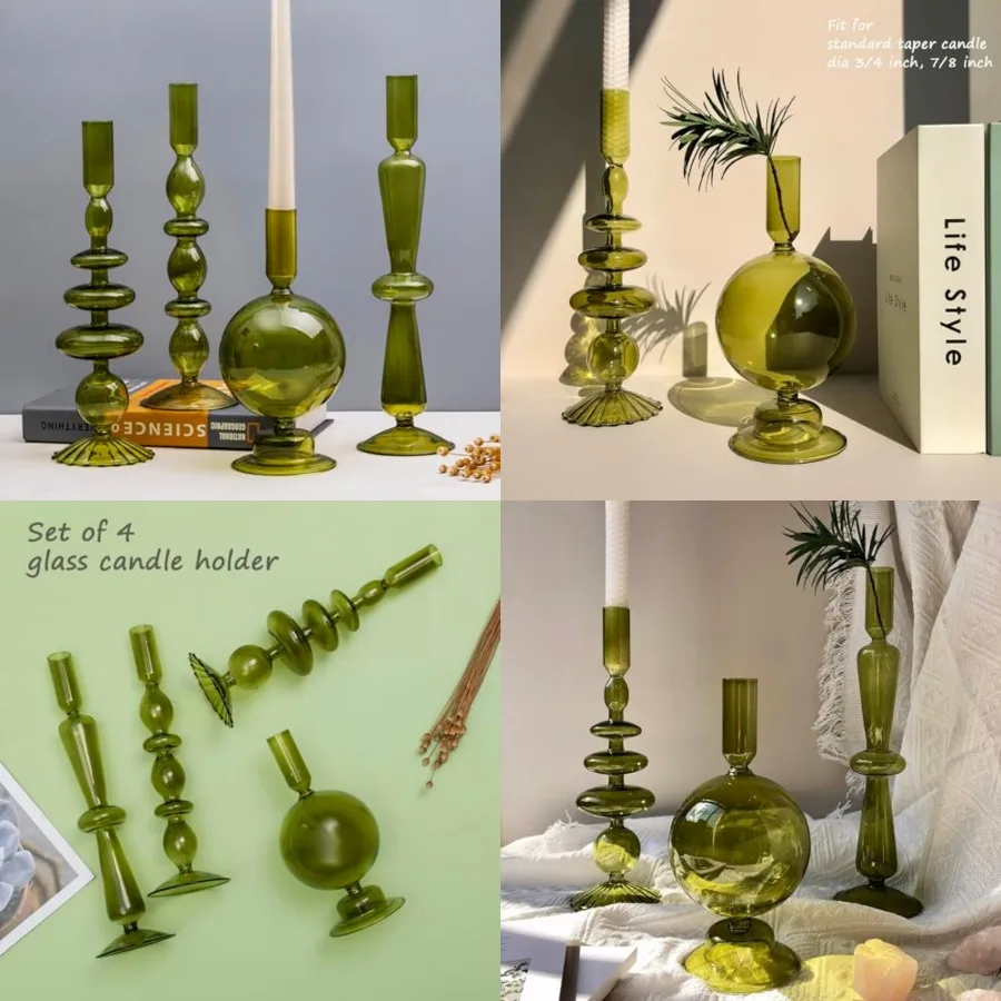 Candle Stick Candle Holder, Glass Candle Holders for Table Centerpiece, Modern Style Candle Holder Mixed 4pcs
Candle Stick Candle Holder, Glass Candle Holders for Table Centerpiece, Modern Style Candle Holder Mixed 4pcs