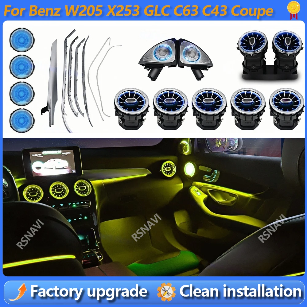Ambient Light 3/12/64 Colours For Mercedes-Benz C/GLC Class Coupe W205 C43 C63 X253 LED Vents Speaker Decorative Light Retrofit
Ambient Light 3/12/64 Colours For Mercedes-Benz C/GLC Class Coupe W205 C43 C63 X253 LED Vents Speaker Decorative Light Retrofit