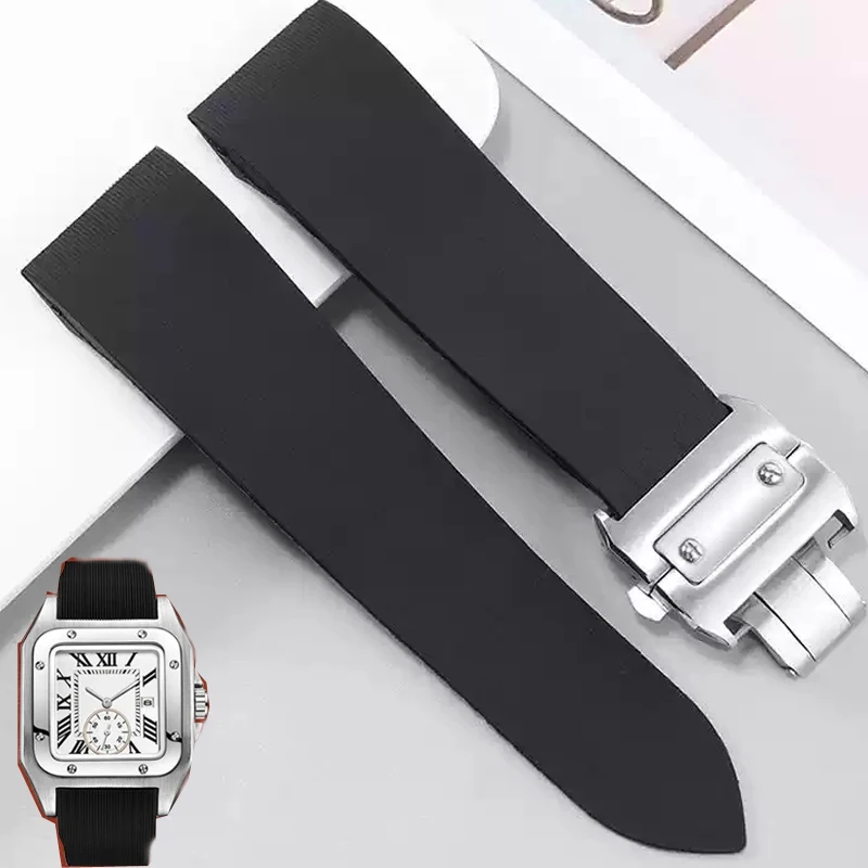 Silicone Waterproof Watchband For Cartier Santos 100 W2020007 Rubber Straps 25mm stainless steel Folding Clasp Black wristband
Silicone Waterproof Watchband For Cartier Santos 100 W2020007 Rubber Straps 25mm stainless steel Folding Clasp Black wristband