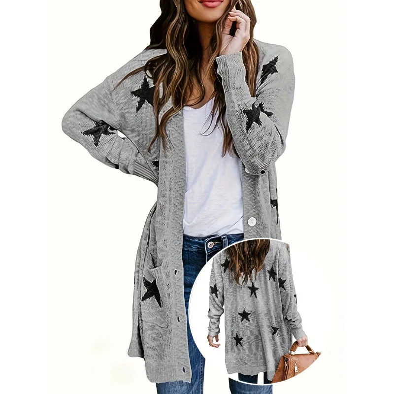 Star Knit Cardigan Women's Knitted Open-Shirt Cross-Border Spring 2026 Fashion Ladies' Premium Knitted Sweater
Star Knit Cardigan Women's Knitted Open-Shirt Cross-Border Spring 2026 Fashion Ladies' Premium Knitted Sweater