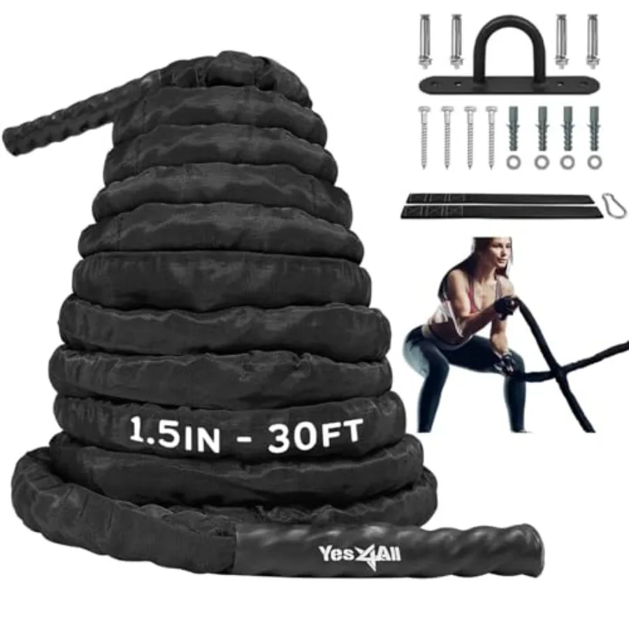 Battle Rope with Protective Cover Steel Anchor and Strap Included - Poly Dacron 1.5in - 30ft
Battle Rope with Protective Cover Steel Anchor and Strap Included - Poly Dacron 1.5in - 30ft