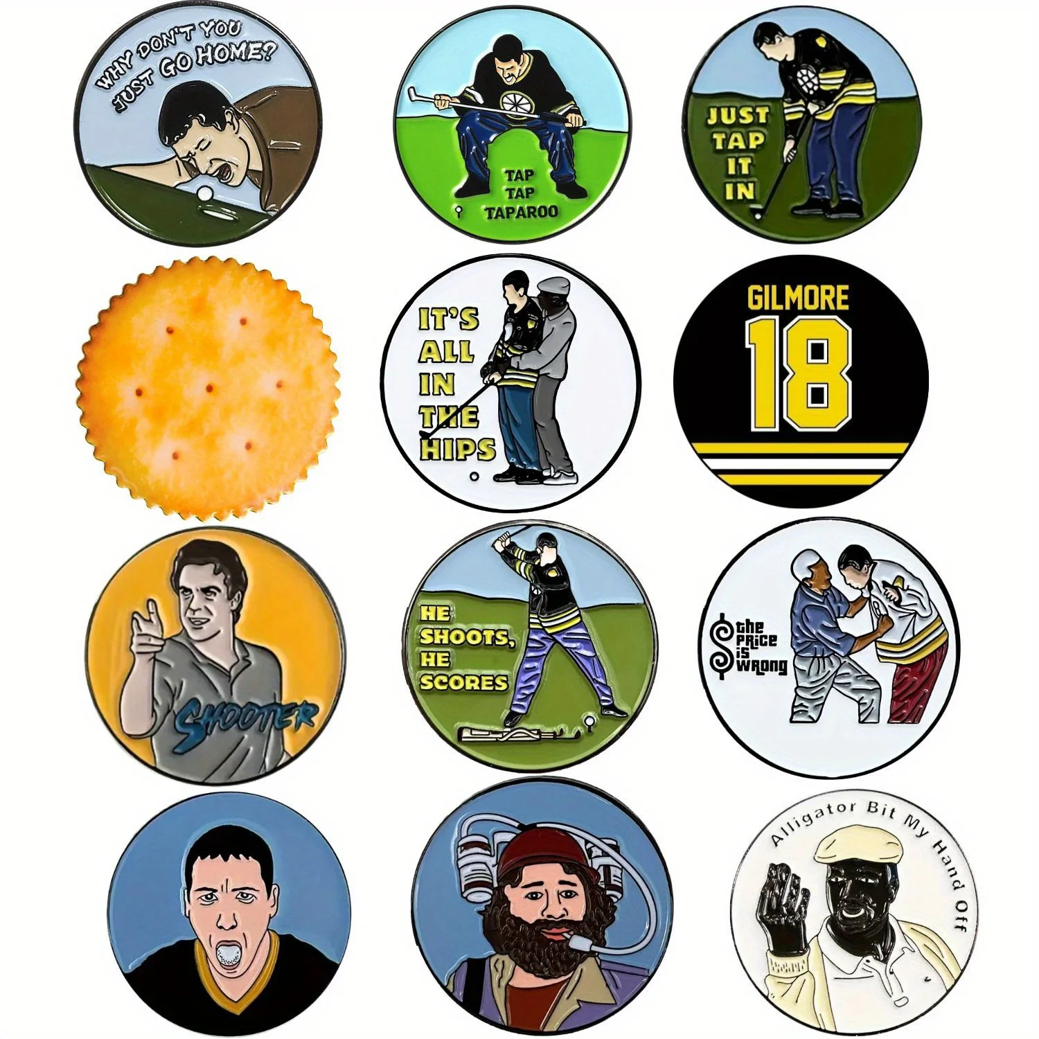 12 counts Funny Happy Gilmore Golf Ball Marker Sets 12 Different Patterns Styles Golf Accessories for Men Golfers Dad Boyfriend
12 counts Funny Happy Gilmore Golf Ball Marker Sets 12 Different Patterns Styles Golf Accessories for Men Golfers Dad Boyfriend