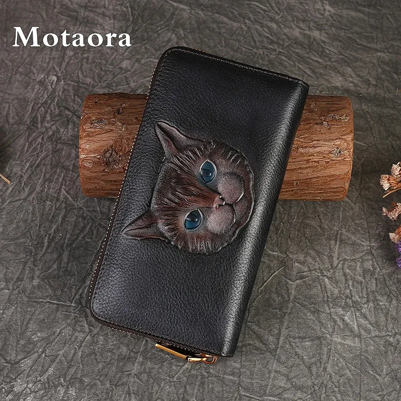 MOTAORA Genuine Cowhide Leather Women's Long Wallet with Retro Cat Print, Multi Card Slots, ID/Credit Card Holder Cash Organizer
MOTAORA Genuine Cowhide Leather Women's Long Wallet with Retro Cat Print, Multi Card Slots, ID/Credit Card Holder Cash Organizer