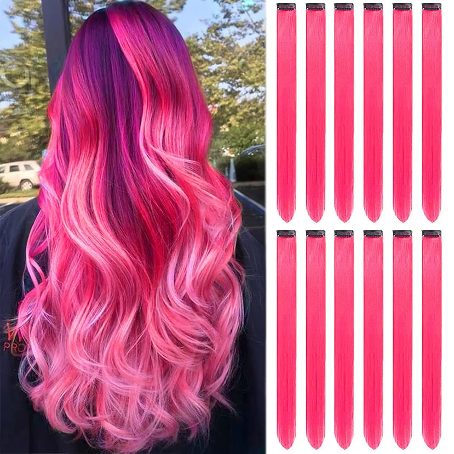 Hot Pink Hair Extensions Clip in, Colored Party Highlights Extension for Kids Girls Synthetic Hairpiece Straight 22 inch 2028
Hot Pink Hair Extensions Clip in, Colored Party Highlights Extension for Kids Girls Synthetic Hairpiece Straight 22 inch 2028