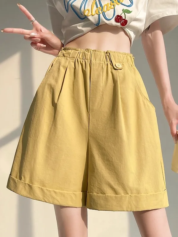 High Waist Washed Cotton Ice Silk Shorts Women's Summer Slimming Loose Casual Cuffed A-Line Wide Leg Five-Quarter Pants
High Waist Washed Cotton Ice Silk Shorts Women's Summer Slimming Loose Casual Cuffed A-Line Wide Leg Five-Quarter Pants