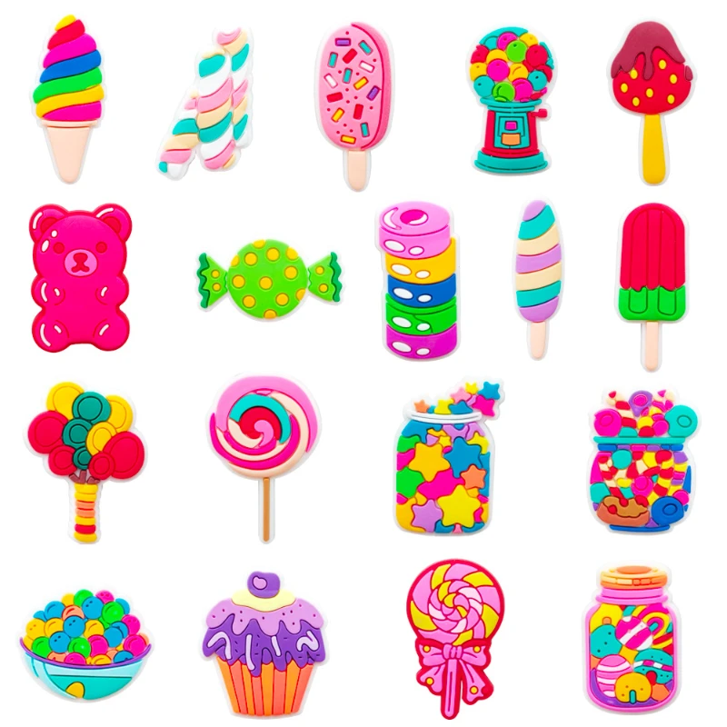 New Vibrant PVC Candy Shoe Charms Candy & Sweet Treats Design for Shoes and Wristbands Pin for Women Girls
New Vibrant PVC Candy Shoe Charms Candy & Sweet Treats Design for Shoes and Wristbands Pin for Women Girls