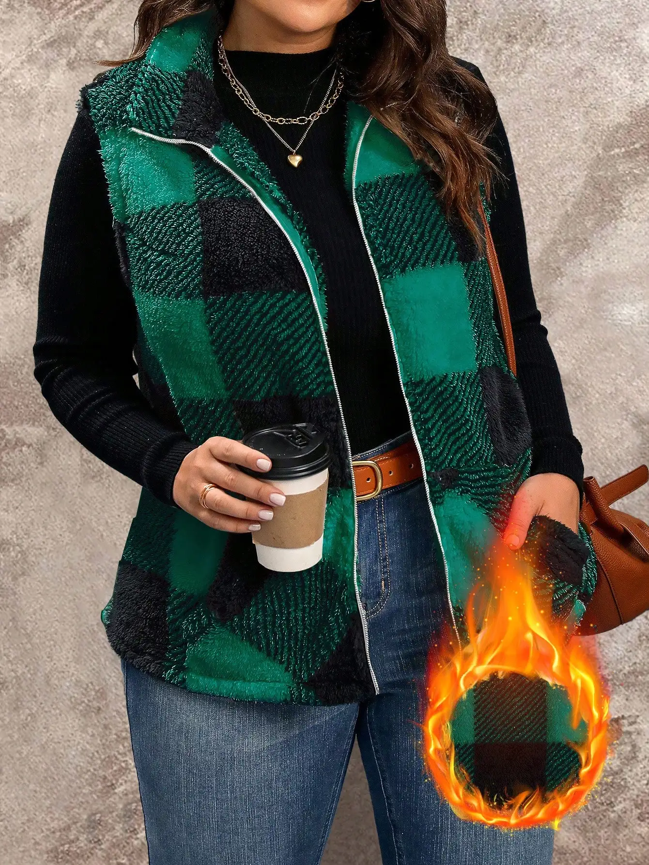 Женский пушистый жилет в клетку без рукавов, теплая зимняя повседневная куртка
Женский пушистый жилет в клетку без рукавов, теплая зимняя повседневная куртка