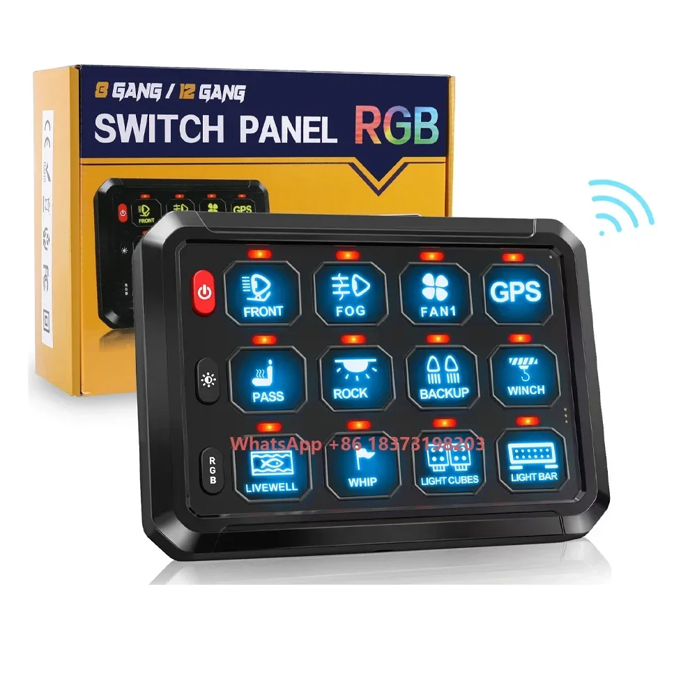 Auto Car Switch Box 12V 24V Off Road Led Light Controller 12 Gang Switch Panel Wireless RGB with Overload Protection Relay
Auto Car Switch Box 12V 24V Off Road Led Light Controller 12 Gang Switch Panel Wireless RGB with Overload Protection Relay