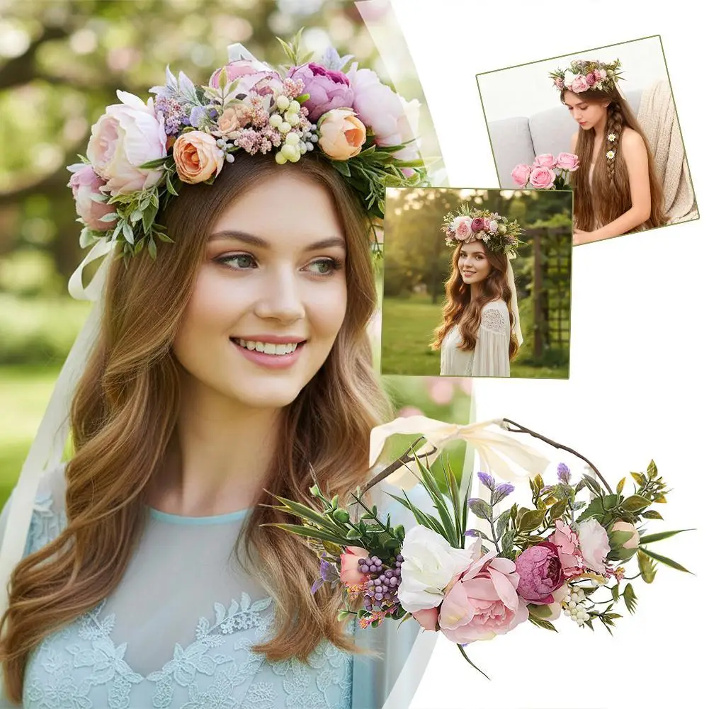 Sweet Princess Flower Hair Wreath, Floral Boho Headband for Beach Party Wedding, Bridal Bridesmaid Headdress Hairbands
Sweet Princess Flower Hair Wreath, Floral Boho Headband for Beach Party Wedding, Bridal Bridesmaid Headdress Hairbands