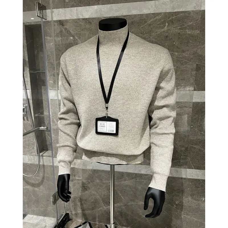 Высококачественный мужской вязаный свитер с длинным рукавом и воротником-стойкой, зимний, модный, теплый, эластичный, однотонный, базовый.
Высококачественный мужской вязаный свитер с длинным рукавом и воротником-стойкой, зимний, модный, теплый, эластичный, однотонный, базовый.