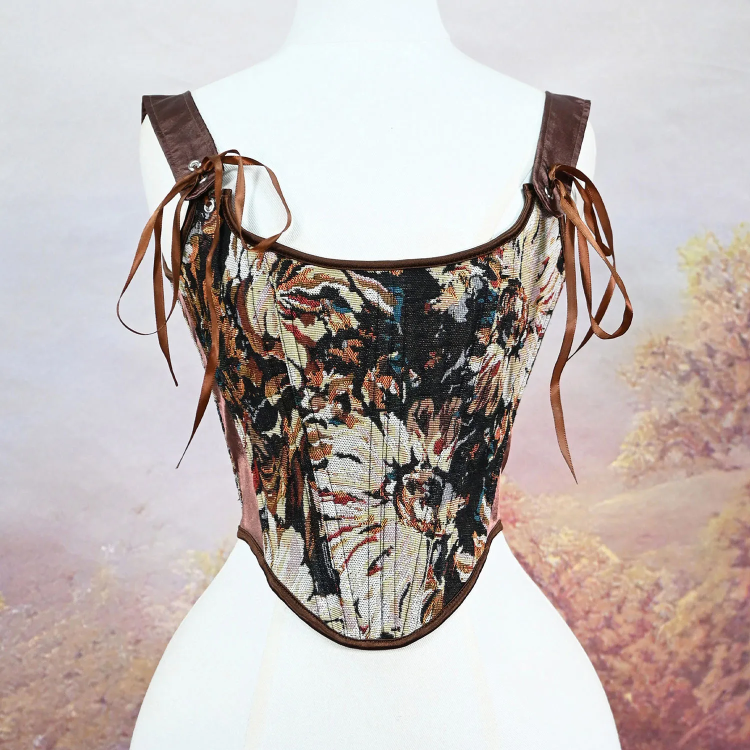 Женский корсет на бретельках, укороченный топ с короткой шнуровкой сзади, женская мода с цветами, корсет для коррекции фигуры, жилет
Женский корсет на бретельках, укороченный топ с короткой шнуровкой сзади, женская мода с цветами, корсет для коррекции фигуры, жилет