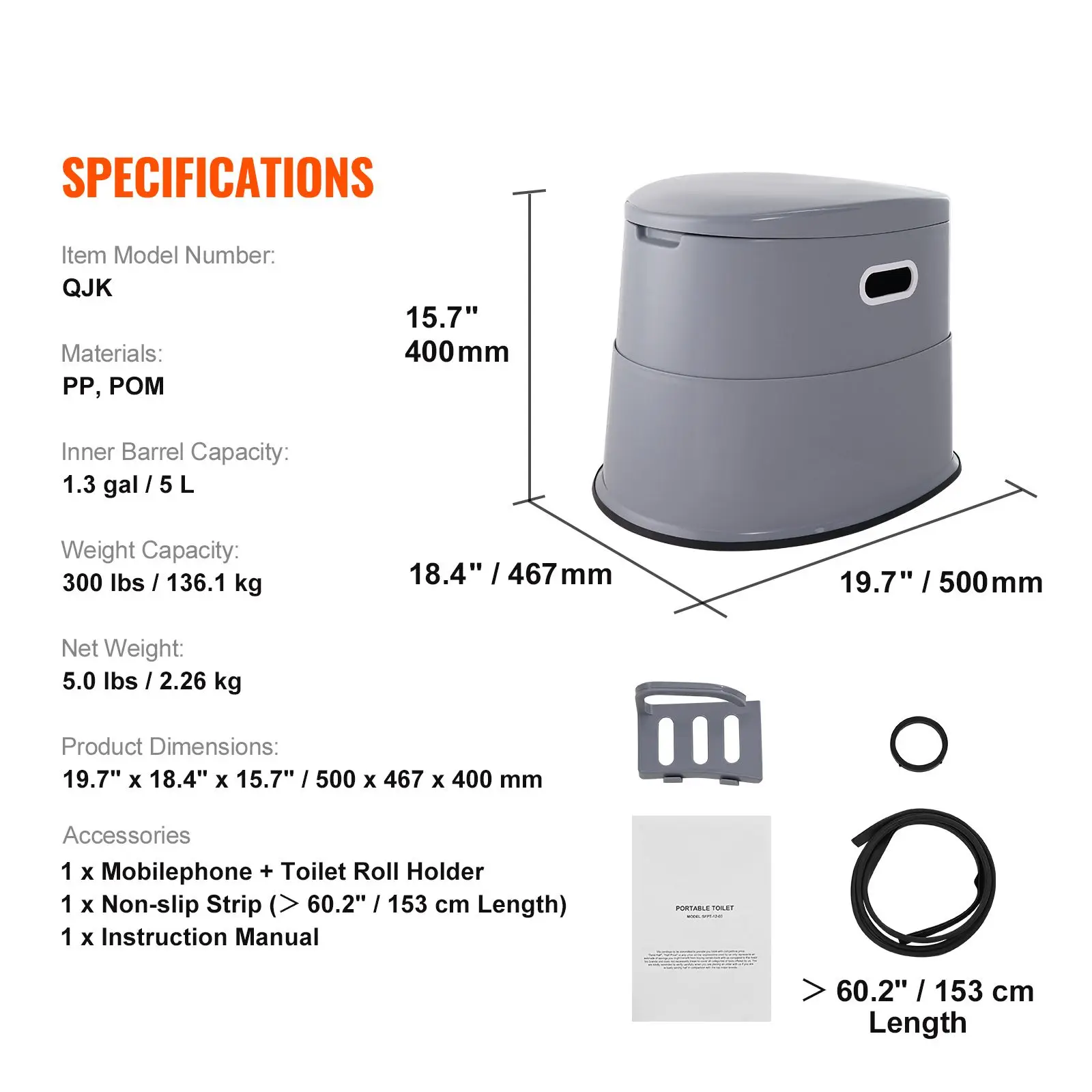 Portable Toilet for Camping, Porta Potty with 1.3 Gal Detachable Inner Bucket & Removable Paper Holder, Commode with Dual Lids, Travel Toilet for Adults Kids Outdoor Camping Car Long Road Trips
Portable Toilet for Camping, Porta Potty with 1.3 Gal Detachable Inner Bucket & Removable Paper Holder, Commode with Dual Lids, Travel Toilet for Adults Kids Outdoor Camping Car Long Road Trips