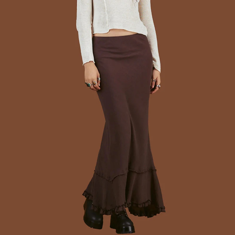 Women's Skirt Retro Brown High-waist Fungus Hem Knitted Fishtail Hip-hugging Half-length Skirt
Women's Skirt Retro Brown High-waist Fungus Hem Knitted Fishtail Hip-hugging Half-length Skirt 