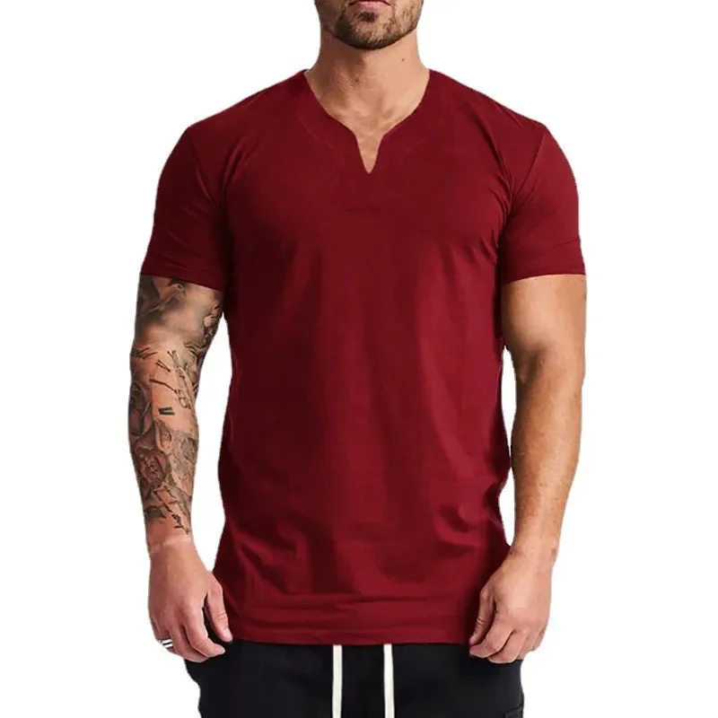 Plain Summer Cotton Breathbale V-neck T-shirt Gym Fitness Workout Muscle Short Sleeve Shirts Mens Bodybuilding Sport Clothing
Plain Summer Cotton Breathbale V-neck T-shirt Gym Fitness Workout Muscle Short Sleeve Shirts Mens Bodybuilding Sport Clothing