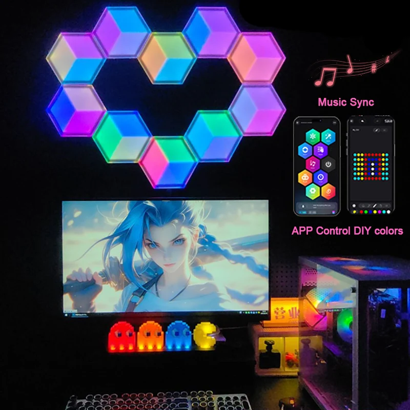 6/10pcs RGB Hexagon Lights App Control Light Smart LED Light DIY Lighting Effects Music Sync Light WiFi Enabled for Gaming Room
6/10pcs RGB Hexagon Lights App Control Light Smart LED Light DIY Lighting Effects Music Sync Light WiFi Enabled for Gaming Room