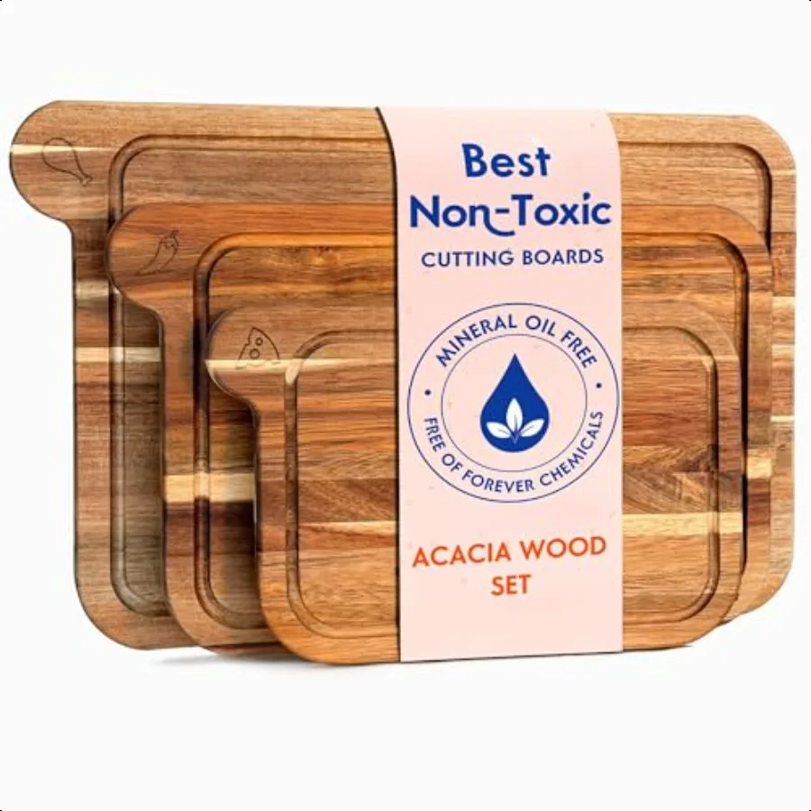 Non Toxic Cutting Boards Cutting Board Set Free of Mineral Oil Made of FSC Acacia Wood Cutting Boards for Kitchen Includes 3 Ch
Non Toxic Cutting Boards Cutting Board Set Free of Mineral Oil Made of FSC Acacia Wood Cutting Boards for Kitchen Includes 3 Ch