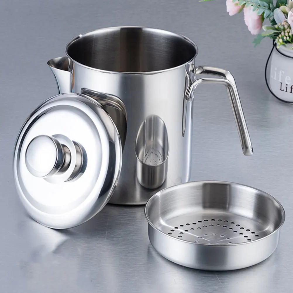 Stainless Steel Oil Pot with Strainer Soup Container Kitchen Grease Can Filter Lid for Cooking Storage
Stainless Steel Oil Pot with Strainer Soup Container Kitchen Grease Can Filter Lid for Cooking Storage