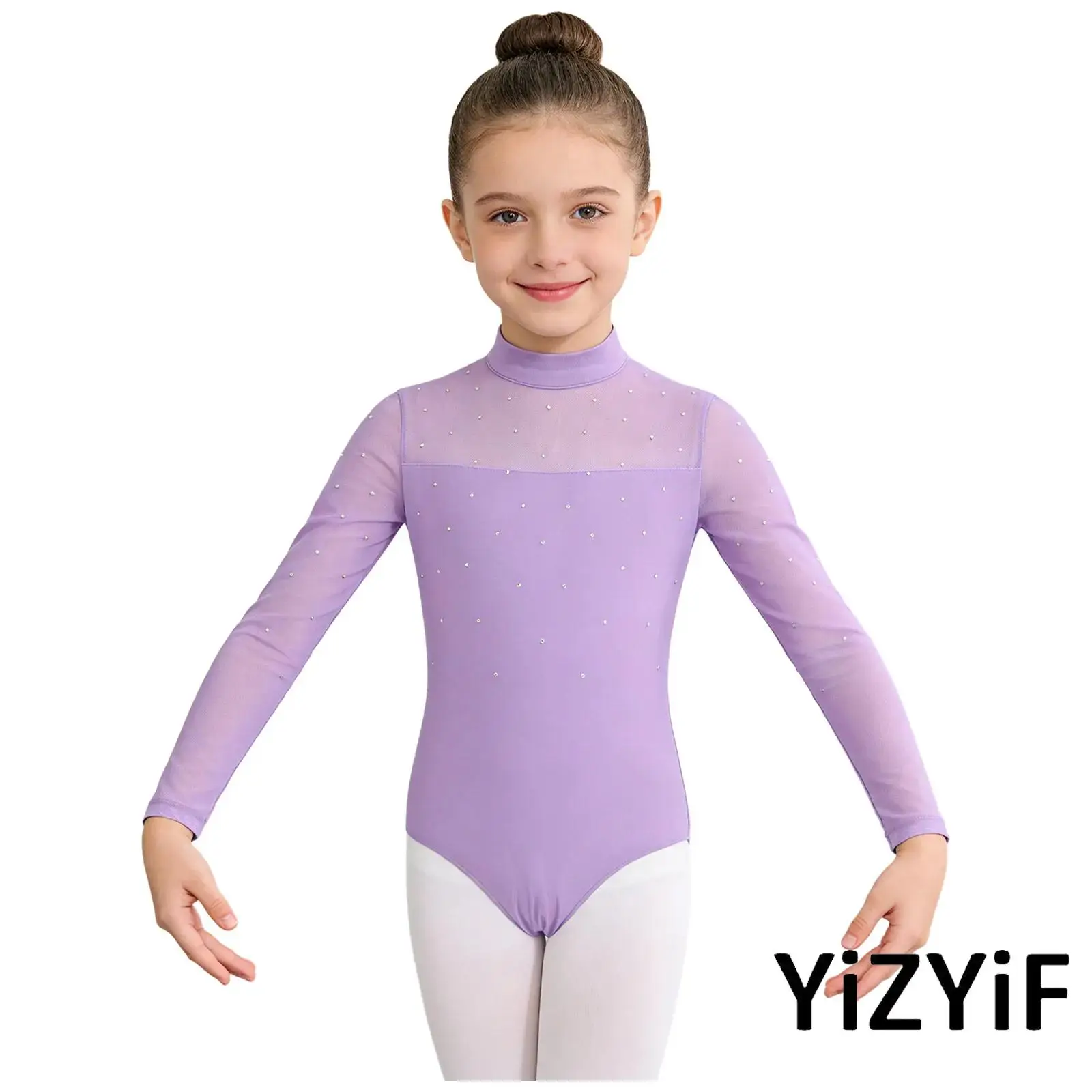 Child Ballet Tutu Leotard Long Sleeve Turtleneck Mesh Patchwork Shiny Rhinestone Girls Ballet Latin Figure Skating Dance Costume
Child Ballet Tutu Leotard Long Sleeve Turtleneck Mesh Patchwork Shiny Rhinestone Girls Ballet Latin Figure Skating Dance Costume