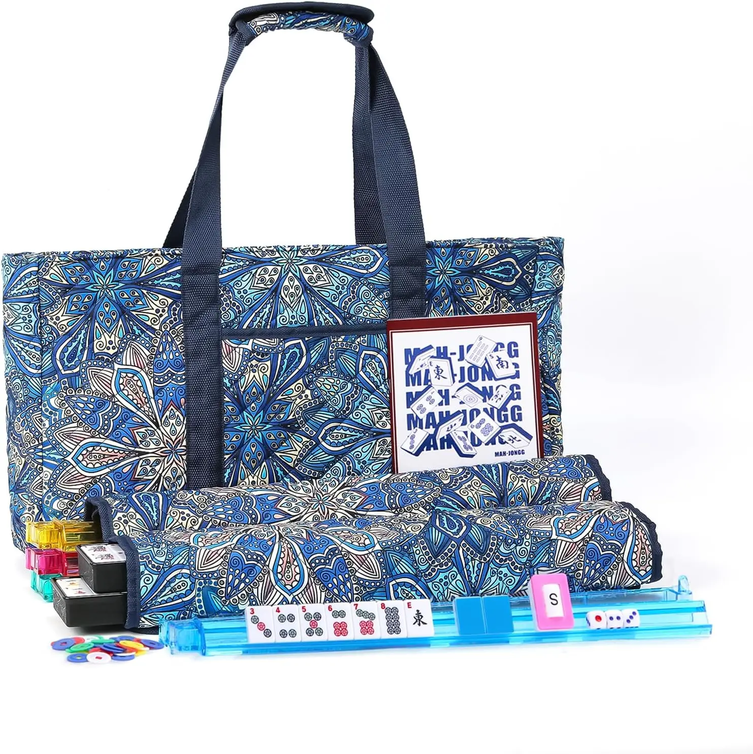 American Mahjong Set with Blue Bag, 166 Tiles, 4 Racks/Pushers, Travel Game for Christmas & Birthday Gifts
American Mahjong Set with Blue Bag, 166 Tiles, 4 Racks/Pushers, Travel Game for Christmas & Birthday Gifts