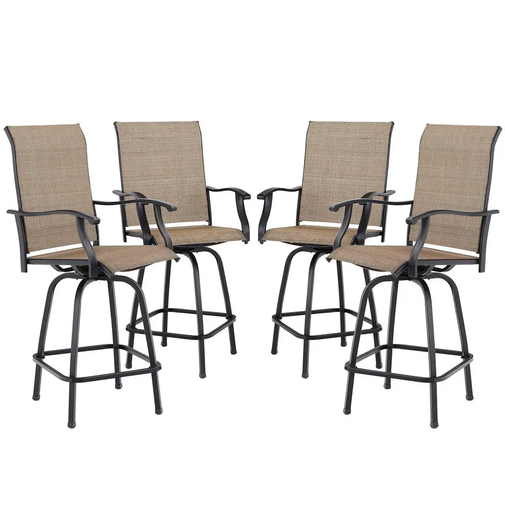Outdoor Bar Stools Set of 4, Bar Height Patio Chairs, Outdoor Swivel Bar Stoos High Top Patio Chairs, Supports 300 lbs Brown Fa
Outdoor Bar Stools Set of 4, Bar Height Patio Chairs, Outdoor Swivel Bar Stoos High Top Patio Chairs, Supports 300 lbs Brown Fa