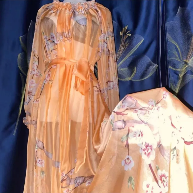 Couple Silky Touch Perspective Dress Printed Elegant Sweet Fashionable Large Swing Long Dress Ruffled Belt Holiday Beach Dresses
Couple Silky Touch Perspective Dress Printed Elegant Sweet Fashionable Large Swing Long Dress Ruffled Belt Holiday Beach Dresses