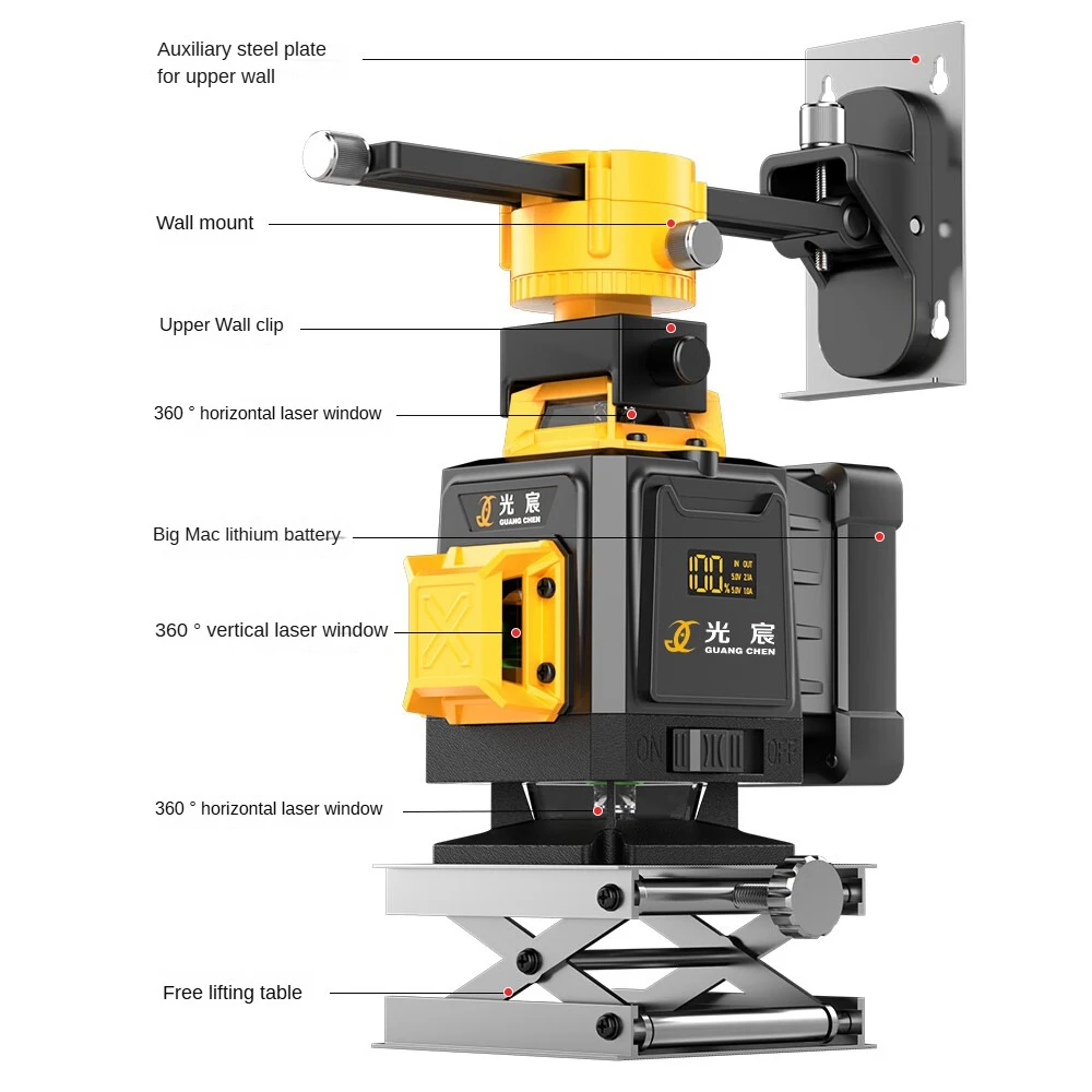 16 Line 4D Green Beam Laser Level Portable Digital Nivel Tool for Construction Tiling and Land Leveling Professional Tool
16 Line 4D Green Beam Laser Level Portable Digital Nivel Tool for Construction Tiling and Land Leveling Professional Tool