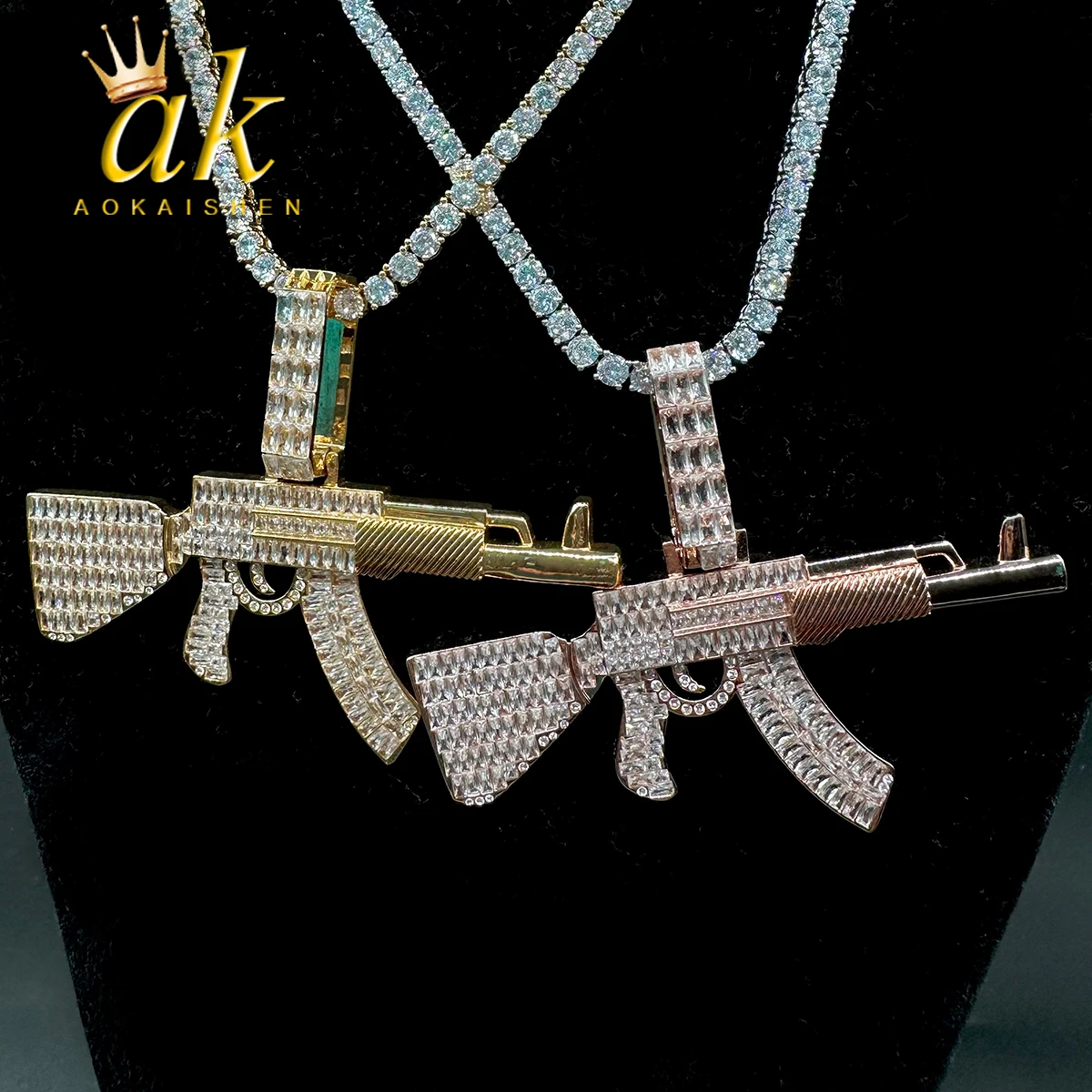 Aokaishen Gun Pendant Iced Out Real Gold Plated Jewelry for lady Hip Hop Jewelry
Aokaishen Gun Pendant Iced Out Real Gold Plated Jewelry for lady Hip Hop Jewelry