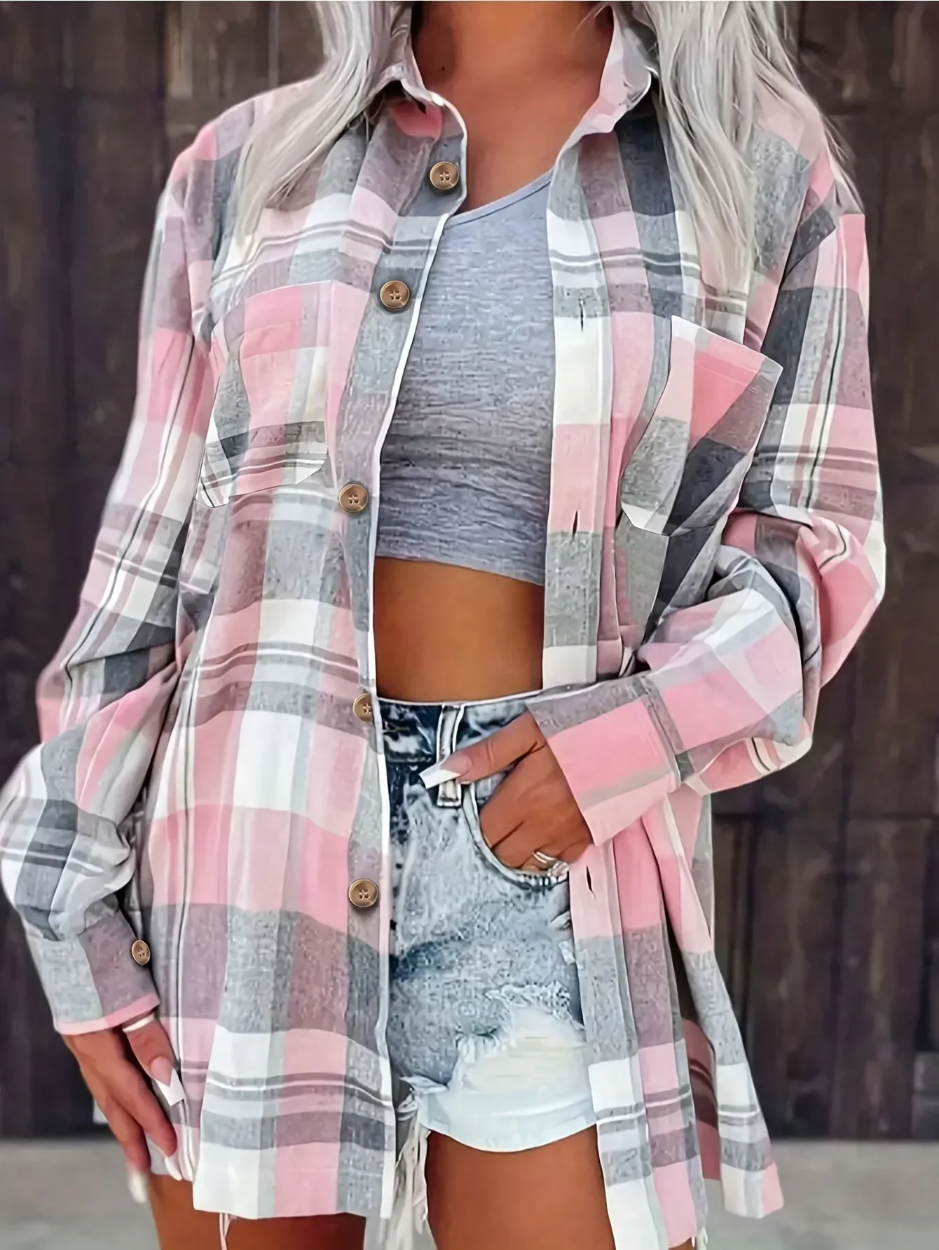 Plus Size Women Fashion 1XL-5XL Plaid Printed Shirt Casual Loose Long Sleeved Shirt Lapel Design Shirt Tops
Plus Size Women Fashion 1XL-5XL Plaid Printed Shirt Casual Loose Long Sleeved Shirt Lapel Design Shirt Tops