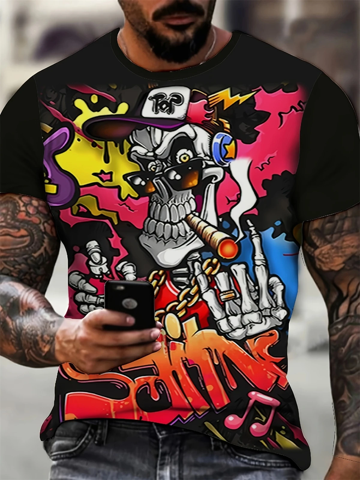 Funny 3D Skull Print T Shirt For Men Hip Hop Punk Harajuku Streetwear Casual O-neck Short Sleeve Tops Summer Trend Loose Man Tee
Funny 3D Skull Print T Shirt For Men Hip Hop Punk Harajuku Streetwear Casual O-neck Short Sleeve Tops Summer Trend Loose Man Tee