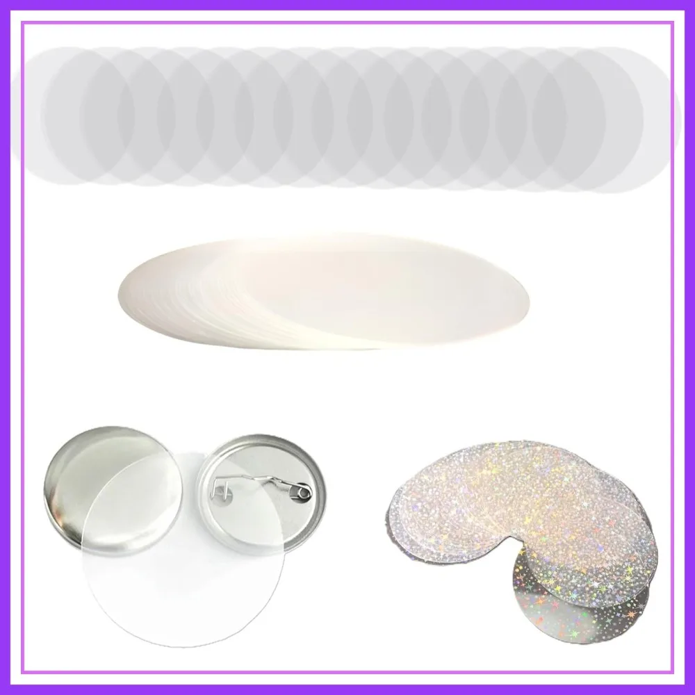 100pcs Clear Button Maker Films + 10pcs Star-Patterned Protective Film for 2.28in/58mm Badges, 70mm Diameter
100pcs Clear Button Maker Films + 10pcs Star-Patterned Protective Film for 2.28in/58mm Badges, 70mm Diameter