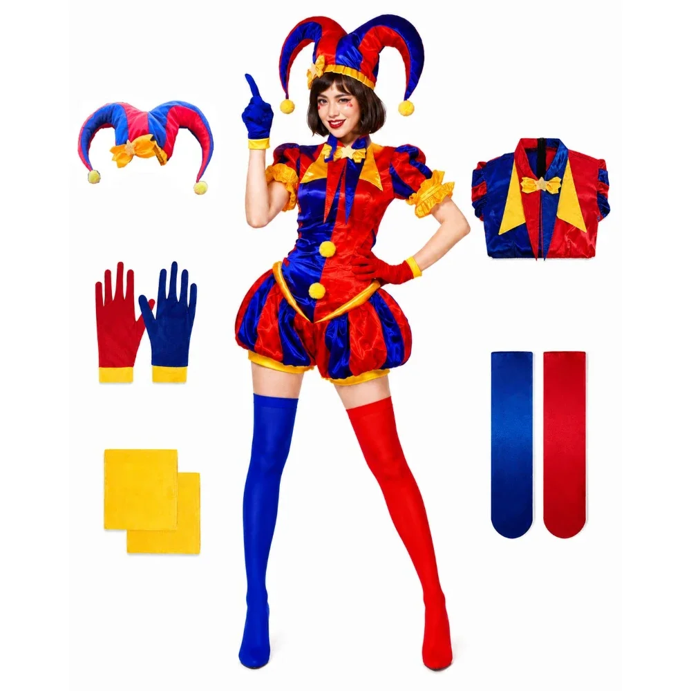 Anime The Amazing Digital Circus Roleplay Suits Pomni Cosplay Costumes Exquisite Clown Uniform Halloween Carnival Party Outfit
Anime The Amazing Digital Circus Roleplay Suits Pomni Cosplay Costumes Exquisite Clown Uniform Halloween Carnival Party Outfit