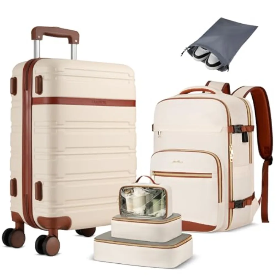 Luggage Sets 6 Pcs, Hardside 20In Suitcase with Spinner Wheels, TSA Lock, Carry On Suitcase Travel Essentials for Personal Item
Luggage Sets 6 Pcs, Hardside 20In Suitcase with Spinner Wheels, TSA Lock, Carry On Suitcase Travel Essentials for Personal Item
