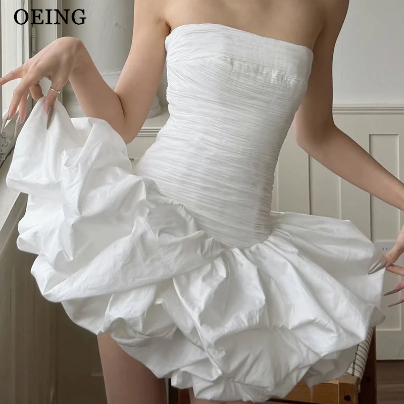 OEING Simple A-Line Beige Prom Dresses Strapless Ruffle Pleats Mini Party Gowns Sleeveless Bubble Birthday Dresses Customized
OEING Simple A-Line Beige Prom Dresses Strapless Ruffle Pleats Mini Party Gowns Sleeveless Bubble Birthday Dresses Customized