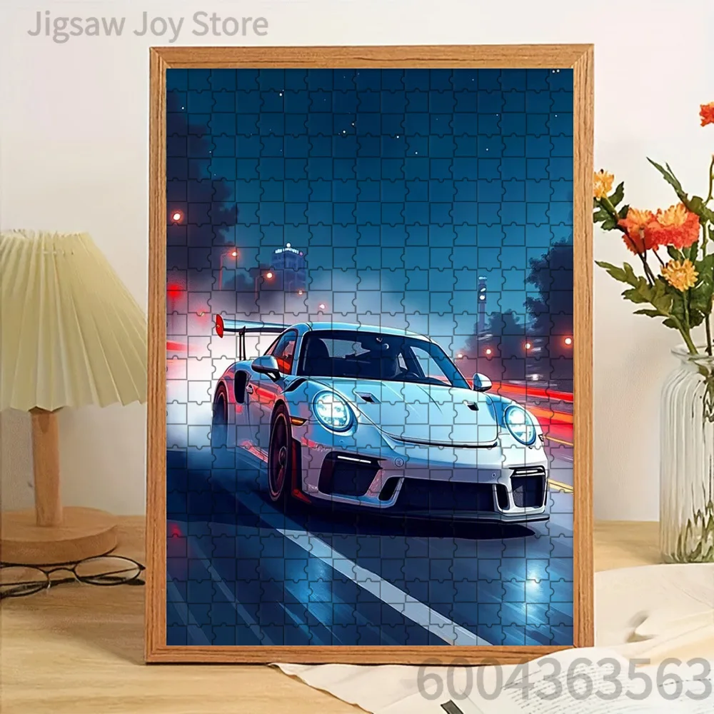 Paper Jigsaw Puzzle Light Blue Sports Car on Neon Night City Road with Motion Blur and Glowing Lights Artwork Brain Teaser
Paper Jigsaw Puzzle Light Blue Sports Car on Neon Night City Road with Motion Blur and Glowing Lights Artwork Brain Teaser