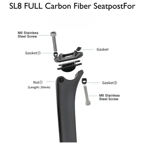 Sl8 Carbon Fiber Seatpost for Road Bikes Ultra-light Aerodynamic Design 300mm Suitable for Sl8 Road Bikes