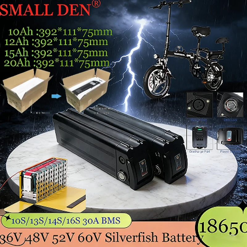 36V 48V 52V 60V 10Ah 12Ah 15AH 20A Silverfish removable lithium battery pack with built-in BMS,250W-1800W, suitable for
36V 48V 52V 60V 10Ah 12Ah 15AH 20A Silverfish removable lithium battery pack with built-in BMS,250W-1800W, suitable for